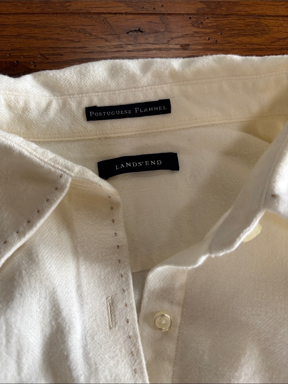 Lands End Portuguese Flannel Shirt Women’s Cotton Button Up Ivory Cream Size 2X - Picture 5 of 10